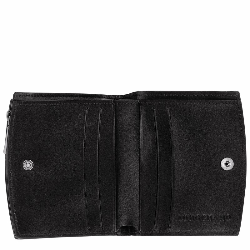 Longchamp Le Roseau Wallet - Leather Black USA | 30011HCL001