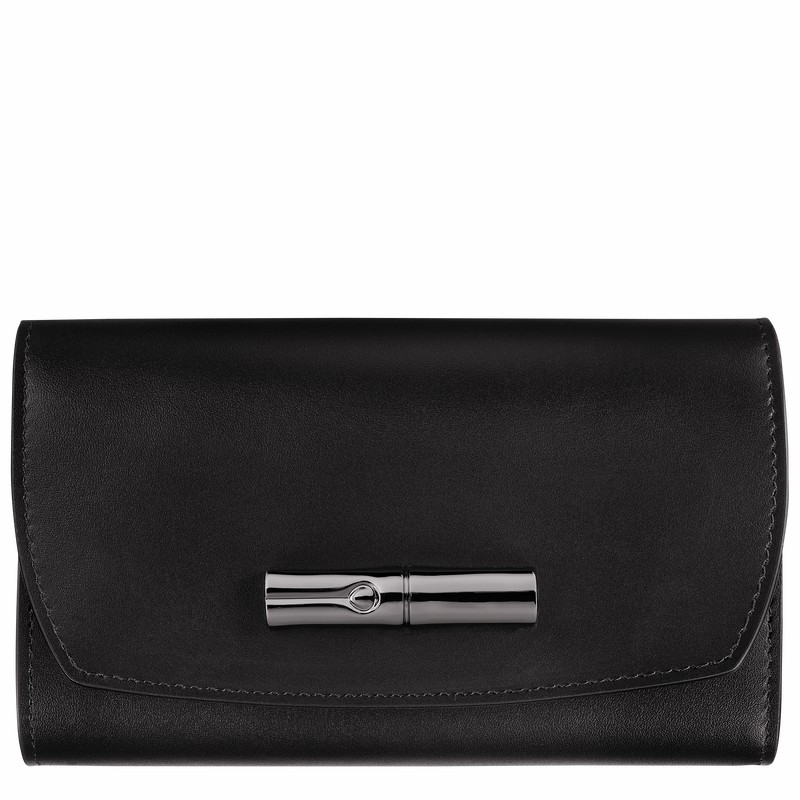 Longchamp Le Roseau Wallet - Leather Black USA | 30002HCN001