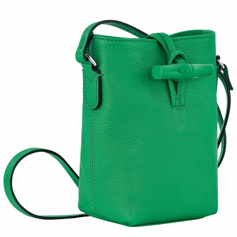 Longchamp Le Roseau XS Crossbody bag - Leather Green USA | 10207HEC129