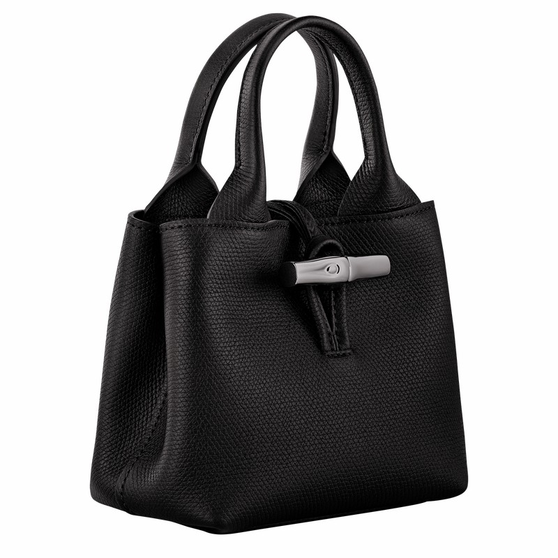 Longchamp Le Roseau XS Handbag - Leather Bag Black | 10278HFP001