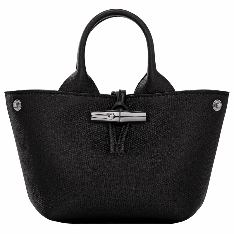 Longchamp Le Roseau XS Handbag - Leather Bag Black | 10278HFP001