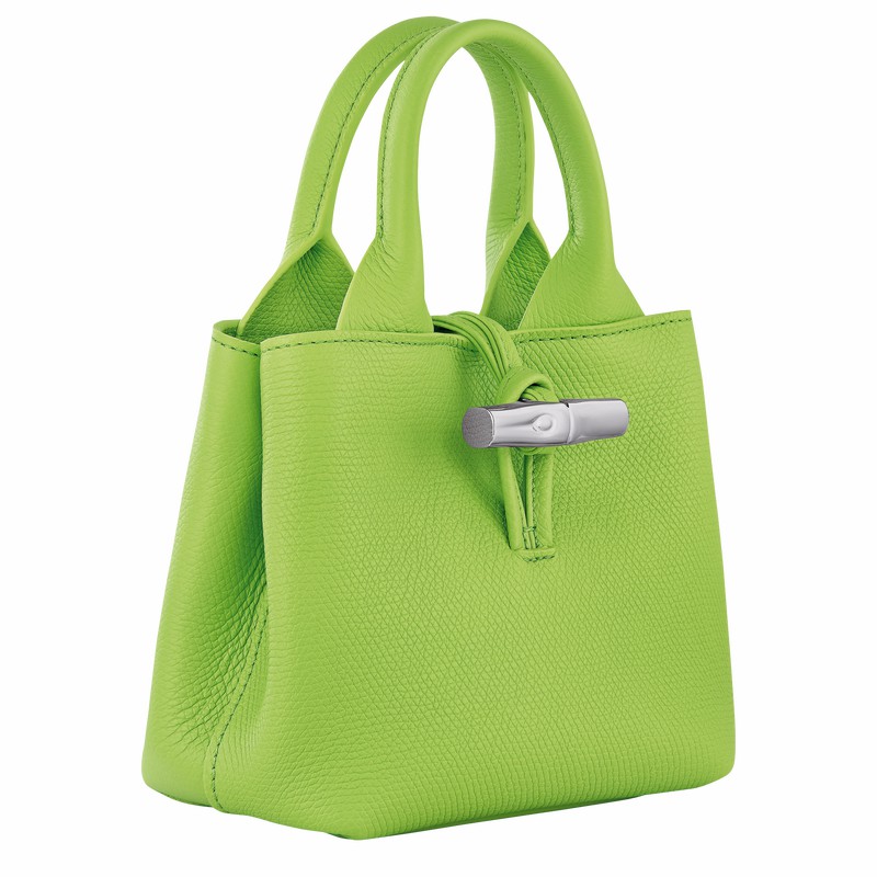 Longchamp Le Roseau XS Handbag - Leather Green Light USA | 10278HFP355