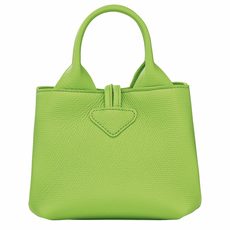 Longchamp Le Roseau XS Handbag - Leather Green Light USA | 10278HFP355