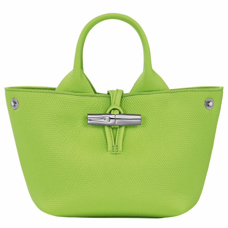 Longchamp Le Roseau XS Handbag - Leather Green Light USA | 10278HFP355