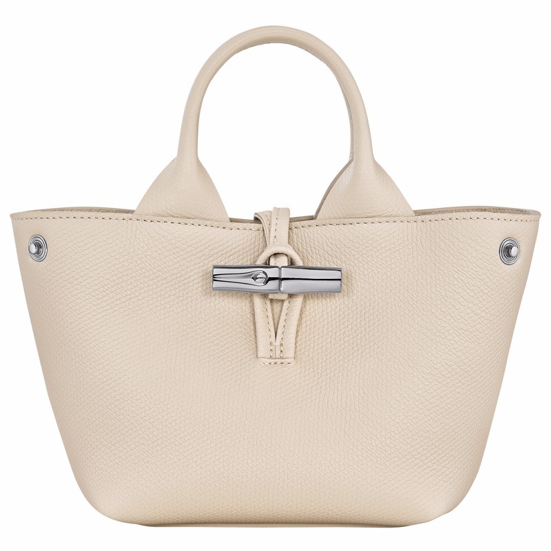 Longchamp Le Roseau XS Handbag - Leather White USA | 10278HFP555