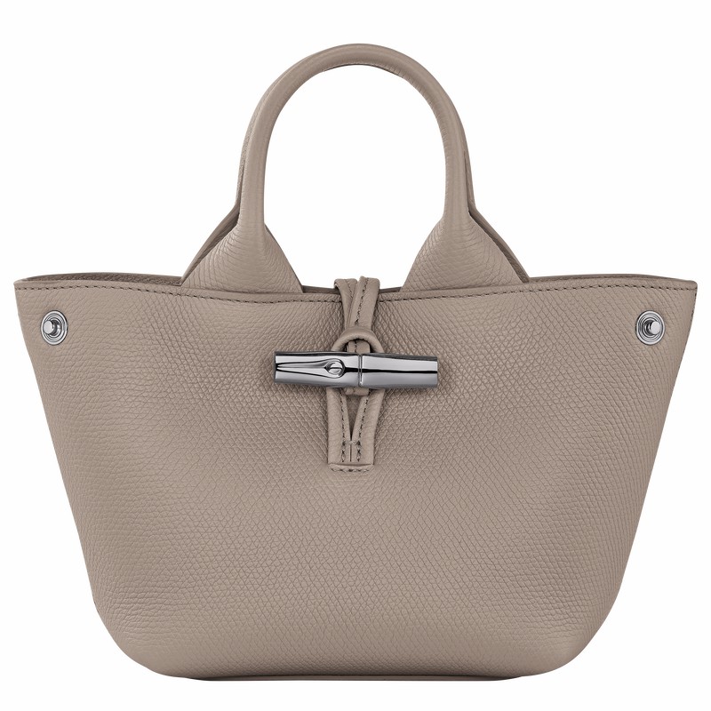 Longchamp Le Roseau XS Handbag - Leather Grey USA | 10278HFP266