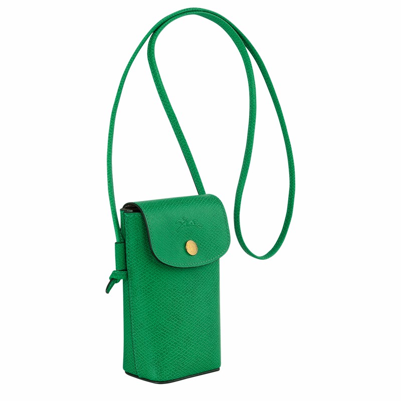 Longchamp ÉPURE Phone case with leather lace - Leather Green USA | 34193HYZ129-