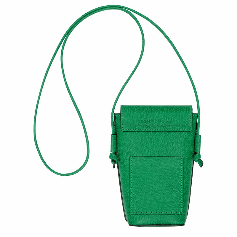 Longchamp ÉPURE Phone case with leather lace - Leather Green USA | 34193HYZ129-