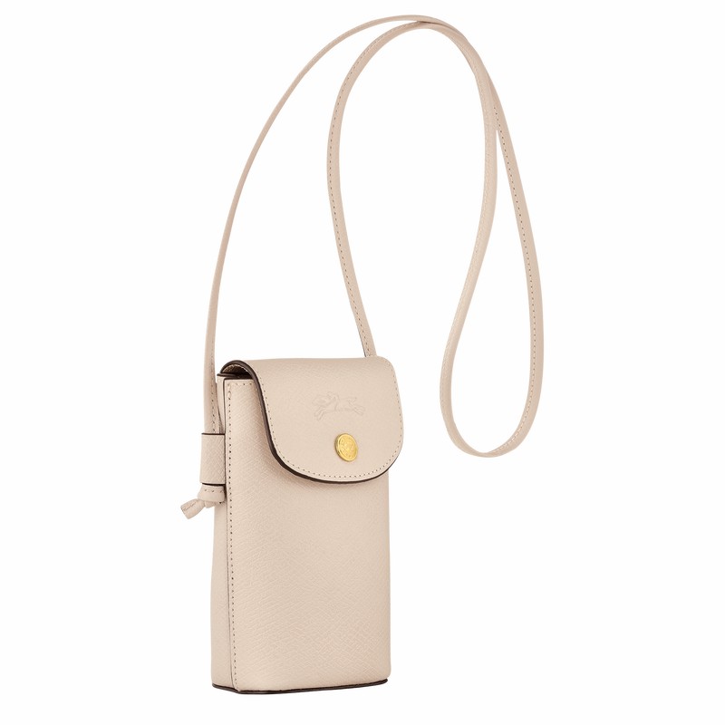 Longchamp ÉPURE Phone case with leather lace - Leather White USA | 34193HYZ555-