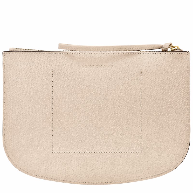 Longchamp ÉPURE Pouch - Leather White USA | 10250HYZ555