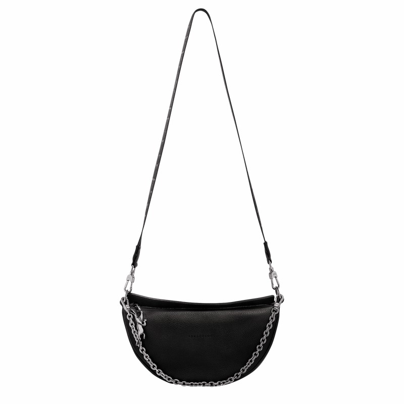 Longchamp Smile S Crossbody bag - Leather Black USA | 10224HDS001