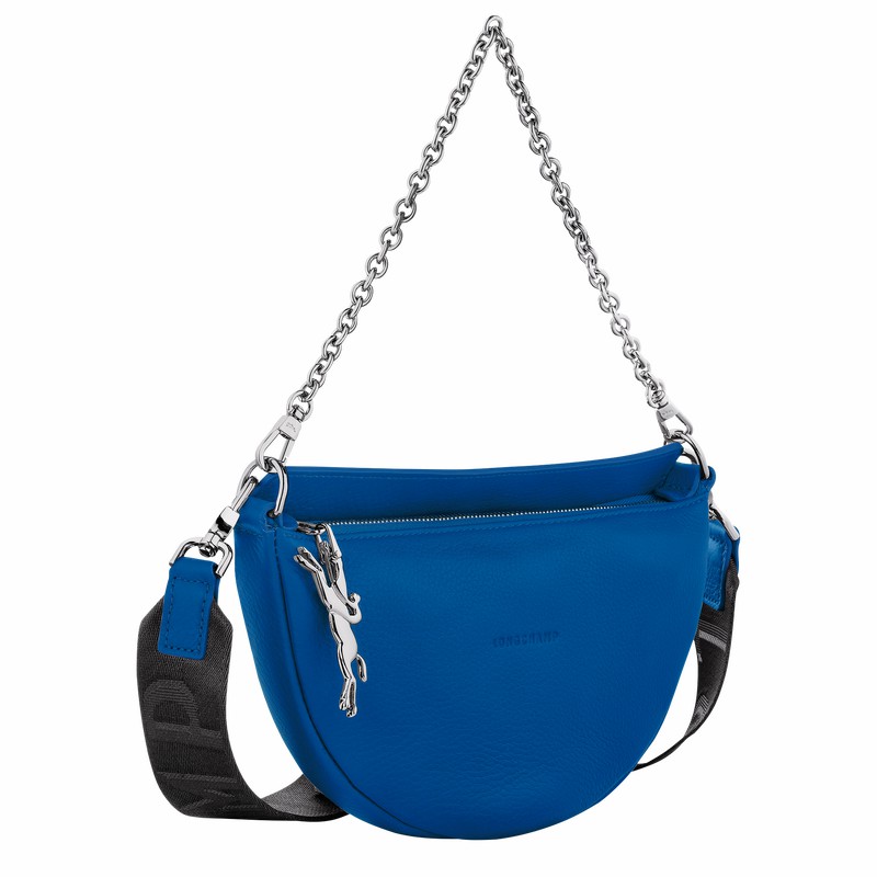 Longchamp Smile S Crossbody bag - Leather Blue USA | 10224HDSI17