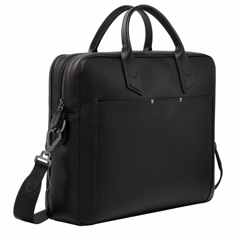 Longchamp sur Seine M Briefcase - Leather Black USA | 20048HCM001