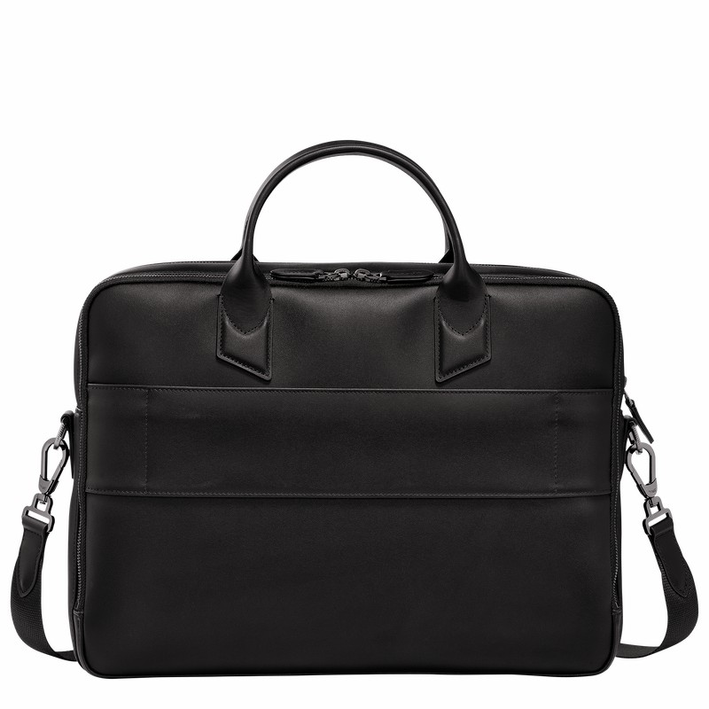 Longchamp sur Seine M Briefcase - Leather Black USA | 20048HCM001