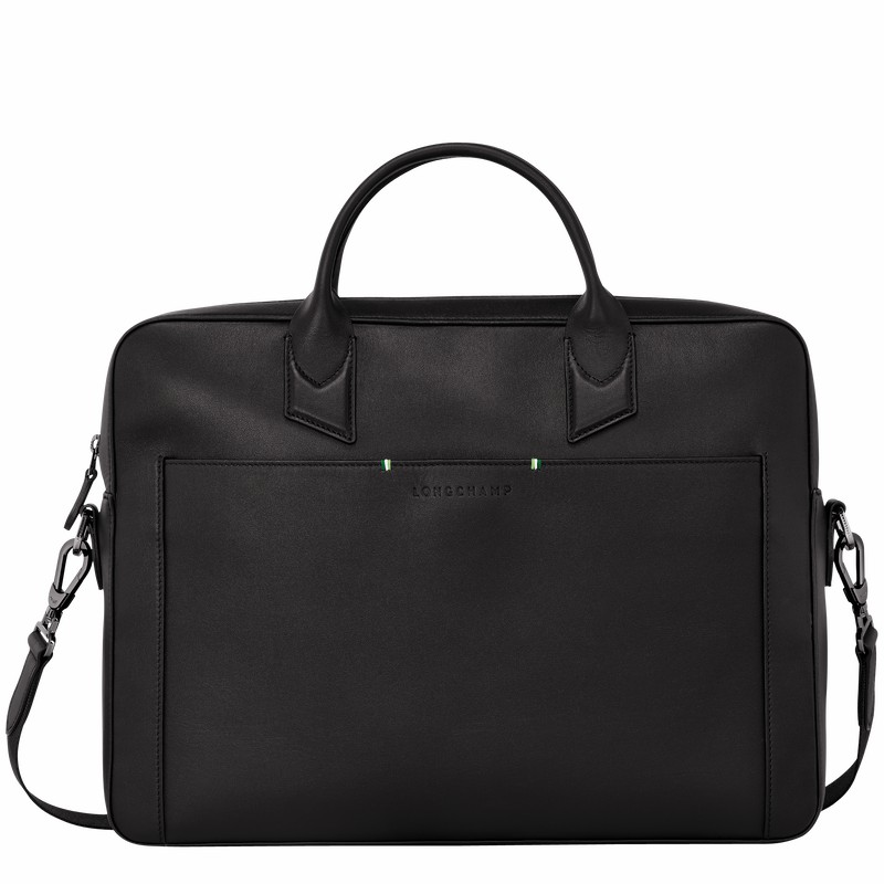 Longchamp sur Seine M Briefcase - Leather Black USA | 20048HCM001